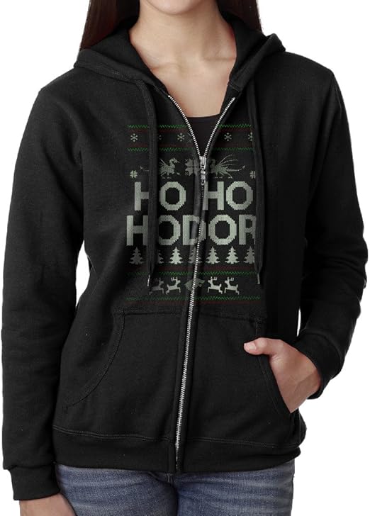 Ugly Christmas Sweaters Women's Zip Up Hooded Sweatshirt at Amazon