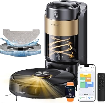 Q20 Saugroboter mit Wischfunktion, 10000 Pa Saugkraft 200 min Staubsauger Roboter mit Absaugstation, Hindernisvermeidung, 3-in-1 Saug und Wischroboter für Tierhaare, Teppiche, Hartböden