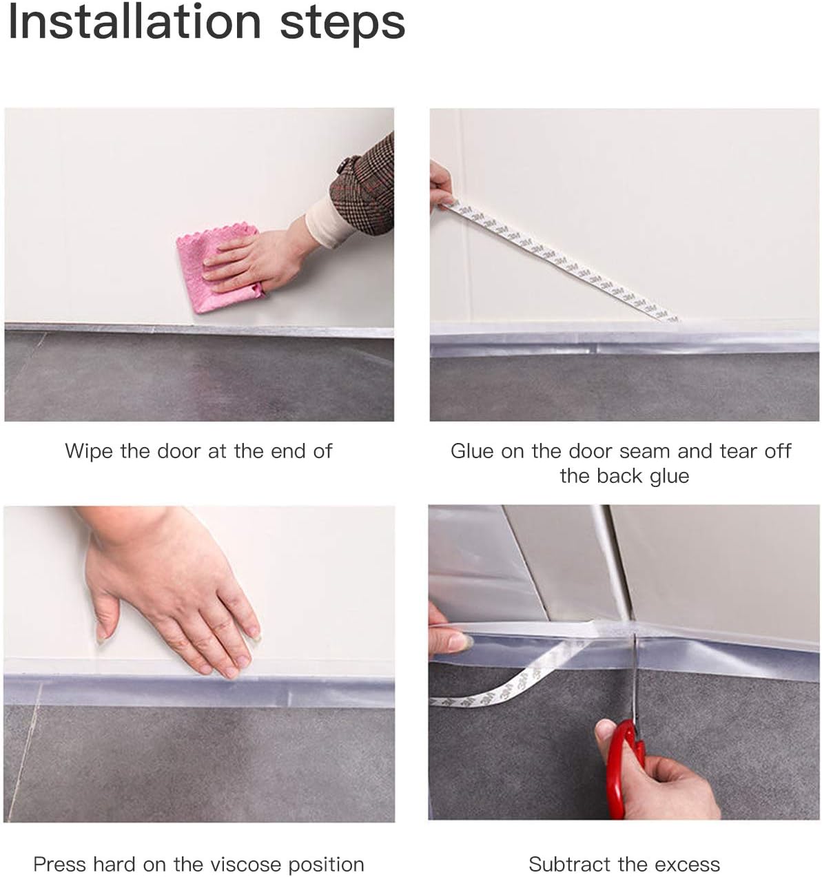 Draft Excluder for Doors Draught Excluder Door Seal Strip 10m Window Tape Self Adhesive Weather Stripping Transparent Silicone Door Bottom Seal Strip Tape for Doors Windproof Dust Proof Soundproof - Image 5