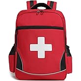 First Aid Medical Backpack Empty Nurse Treatment First Responder Trauma Bag for Camping Cycling Hiking Paramedic Bag EMT (Red Cross)