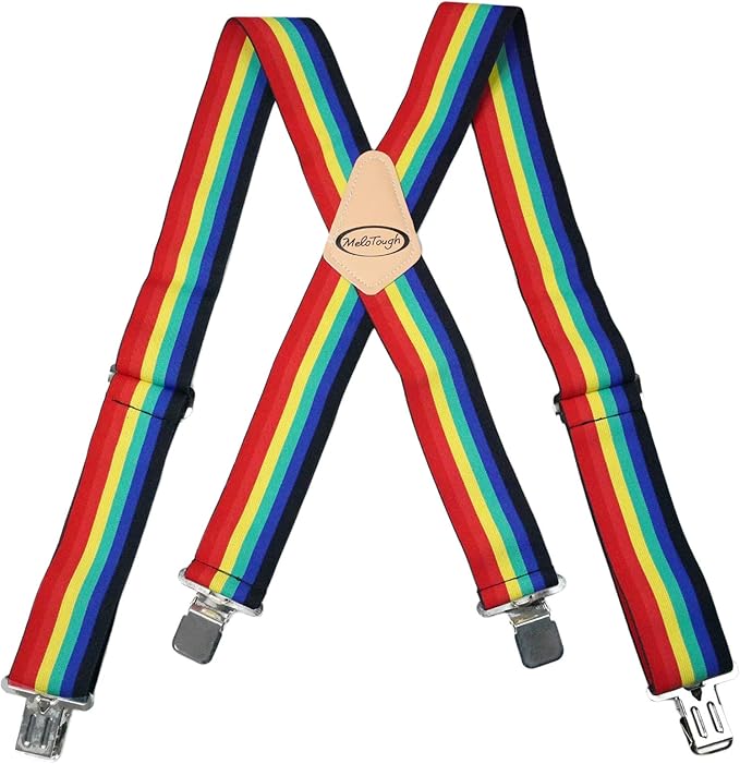 MELOTOUGH Rainbow Suspenders Work Suspenders Mens Suspenders 2" Wide