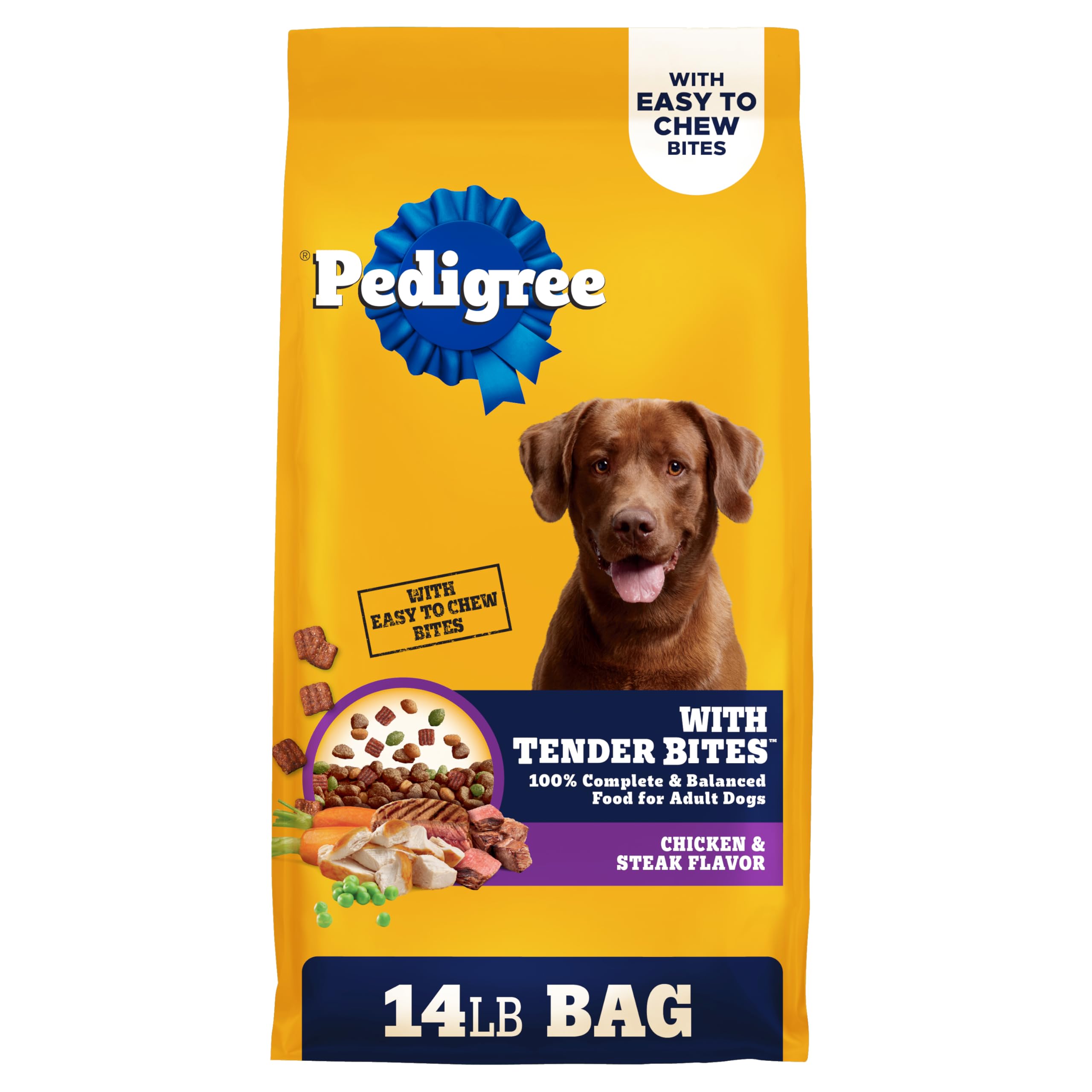 Photo 1 of Pedigree with Tender Bites Complete Nutrition Adult Dry Dog Food, Chicken & Steak Flavor, 14 lb. Bag