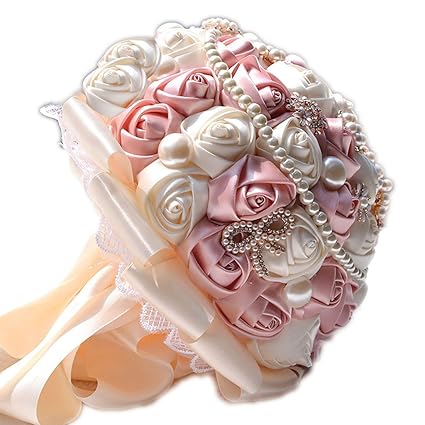 Bouquet De Mariage En Soie Artificielle Avec Perles Et