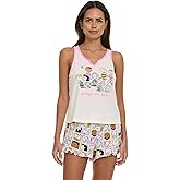 COCO BRANDS Womens Pajama Sets - 2 Piece Soft and Breathable Graphic Henley Tank Top & Pajama Shorts Set for Women