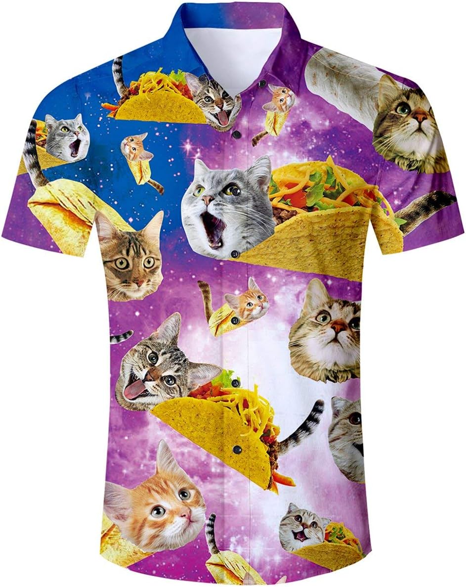 Men's Hawaiian Shirt Button Down 3D Print Short Sleeve Tropical Aloha Dress Shirts