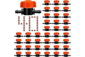 JOYPRO 1/4" Drip Irrigation Valves, 40 Pcs Drip Irrigation Shut Off Switch Valve for 1/4 Inch Drip Irrigation Tubing, Water Flow Control Valve Drip Line Cut Off Valve for Drip Sprinkler Garden Systems