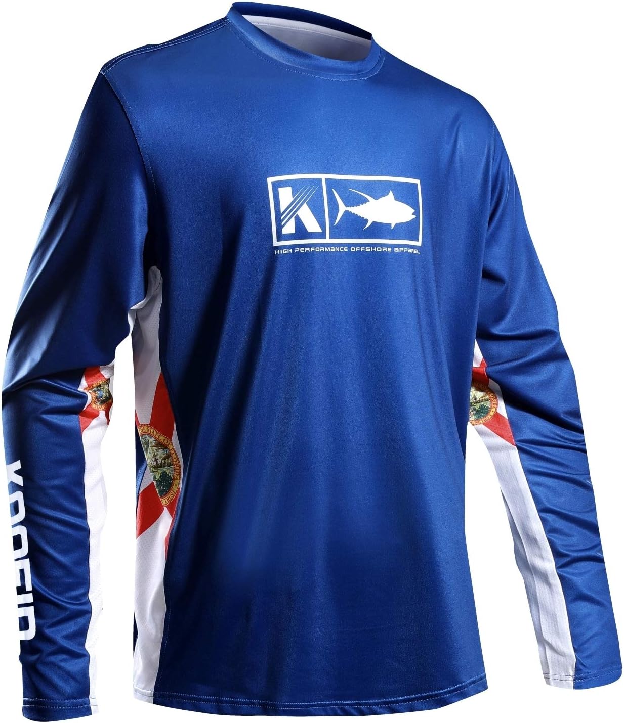 KOOFIN GEARPerformance Fishing Shirt Vented Long Sleeve Sunblock Shirt with Mesh, Navy,S