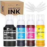 Hiipoo Sublimation Ink Refilled Bottles Compatible for ET2400 ET-2800 ET2720 ET2760 ET2750 ET4800 ET-2803 ET-2850 Inkjet Printers Heat Press Transfer on Mugs T-Shirts