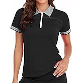 Little Beauty Womens Golf Shirt Short Sleeve Collared Polo Shirts for Women Zip Up Dry Fit Workout Tops