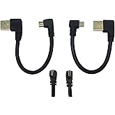 CERRXIAN 15cm 6inch Micro USB Short Cable Combo Gold Plated Left & Right Angle Micro USB 5 Pin Male to USB 2.0 Type A Left An