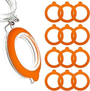 12 Pieces Replacement Silicone Gasket Seals for Jars, Airtight Silicone Gasket Sealing Rings for Glass Clip Top Jars Seals for Regular Mouth Canning Jars 3.75 Inches (Orange)