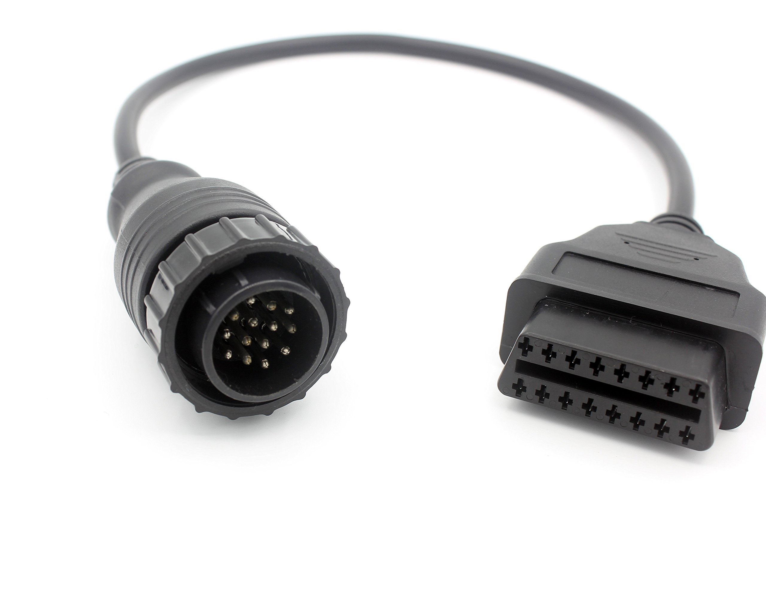 LoongGate For Benz 14 Pin to OBDII 16 Pin Adapter Connector Cable - 3 Pin Pass Through - For Benz Cars - 0.4 Meters