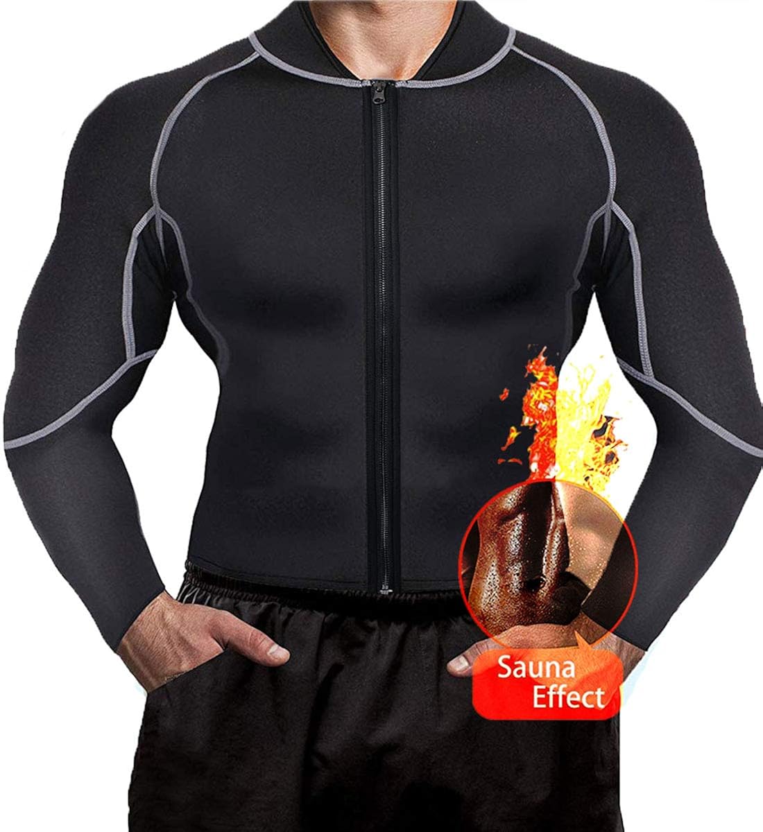 Men Sweat Sauna Suit Weight Loss Neoprene Workout Shirt Body Shaper Gym