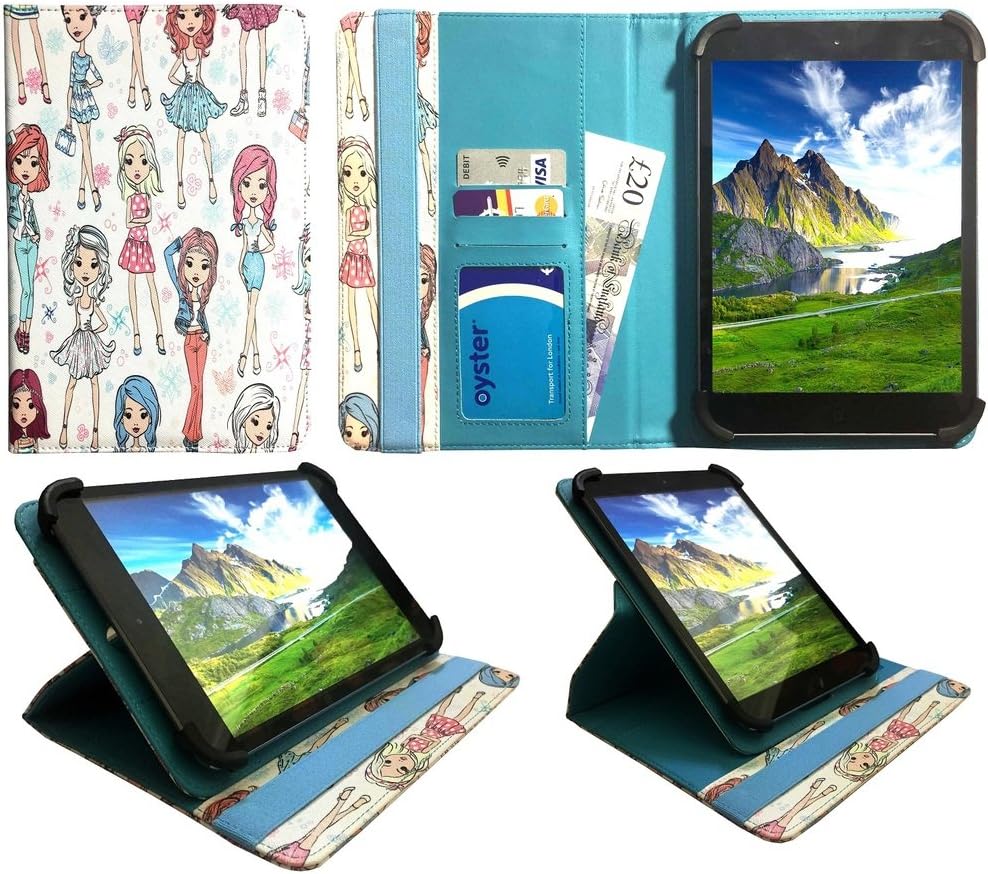 Sweet Tech Alcatel One Touch Pixi 3 (8.0) 4G 8 Inch Tablet Cute Girl Universal 360 Degree Rotating PU Leather Wallet Case Cover Folio (7-8 inch)