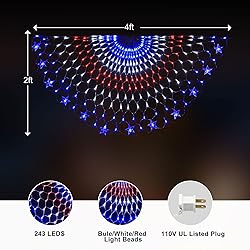 Qulist July 4th American Flag Lights, 250 LED