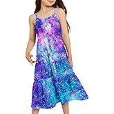 Enlifety 6-12Y Girls Flowy Dress Summer Casual Sundress Spaghetti Straps Printed Dresses