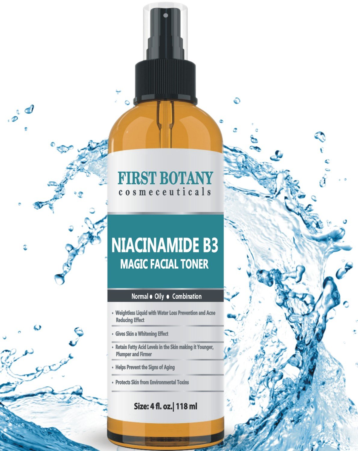 First Botany Niacinamide Vitamin B3 Magic Toner 4 fl. oz Acne Fighting Effect,Skin Lightening