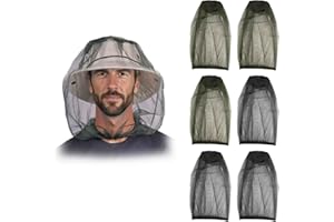 6 Pack Mosquito Head Net Mesh Cover Premium Ultra Large Insect Netting Extra Fine Holes Bug Face Shield Soft Durable Fly Scre