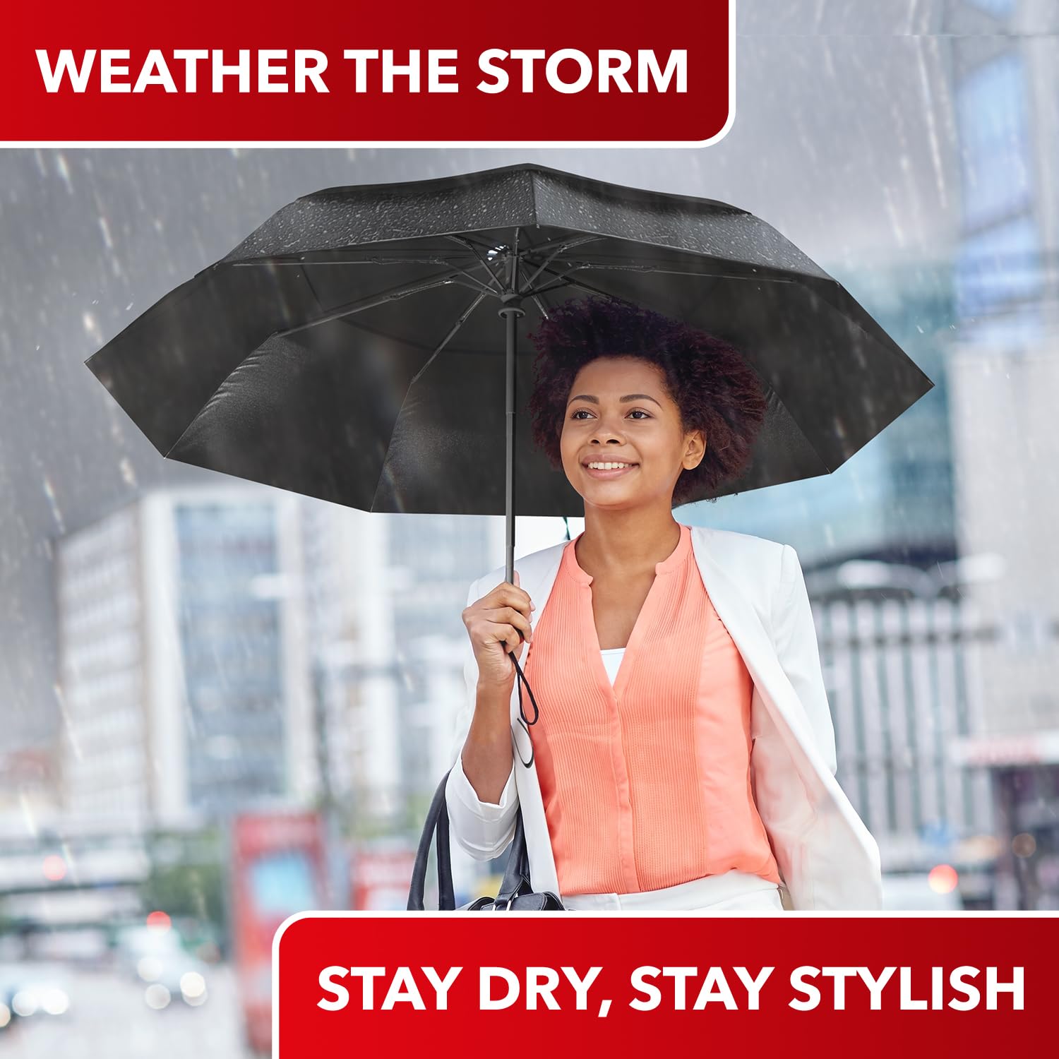 REPEL Windproof Travel Umbrella - Compact & Withstands Winds up to 85MPH , Strongest Premium Auto Folding Umbrella for Rain and Sun - Durable, Light & Portable for Women & Men , Fits Backpack & Cars