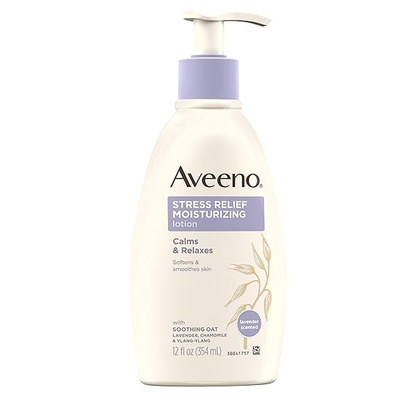 AVEENO STRESS RELIEF MOISTURIZING BODY LOTION WITH LAVENDER, NATURAL OATMEAL AND CHAMOMILE & YLANG-YLANG ESSENTIAL OILS TO CALM & RELAX, 12 FL. OZ