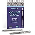 WRITECH Retractable Gel Ink Pens: 0.7mm Medium Point Black Ink Color Pen for Journaling Smooth Writing Fine Tip Quick-dry Ink No Bleed Set 10ct