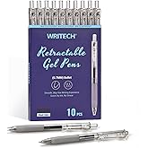 WRITECH Retractable Gel Ink Pens: 0.7mm Medium Point Black Ink Color Pen for Journaling Smooth Writing Fine Tip Quick-dry Ink No Bleed Set 10ct