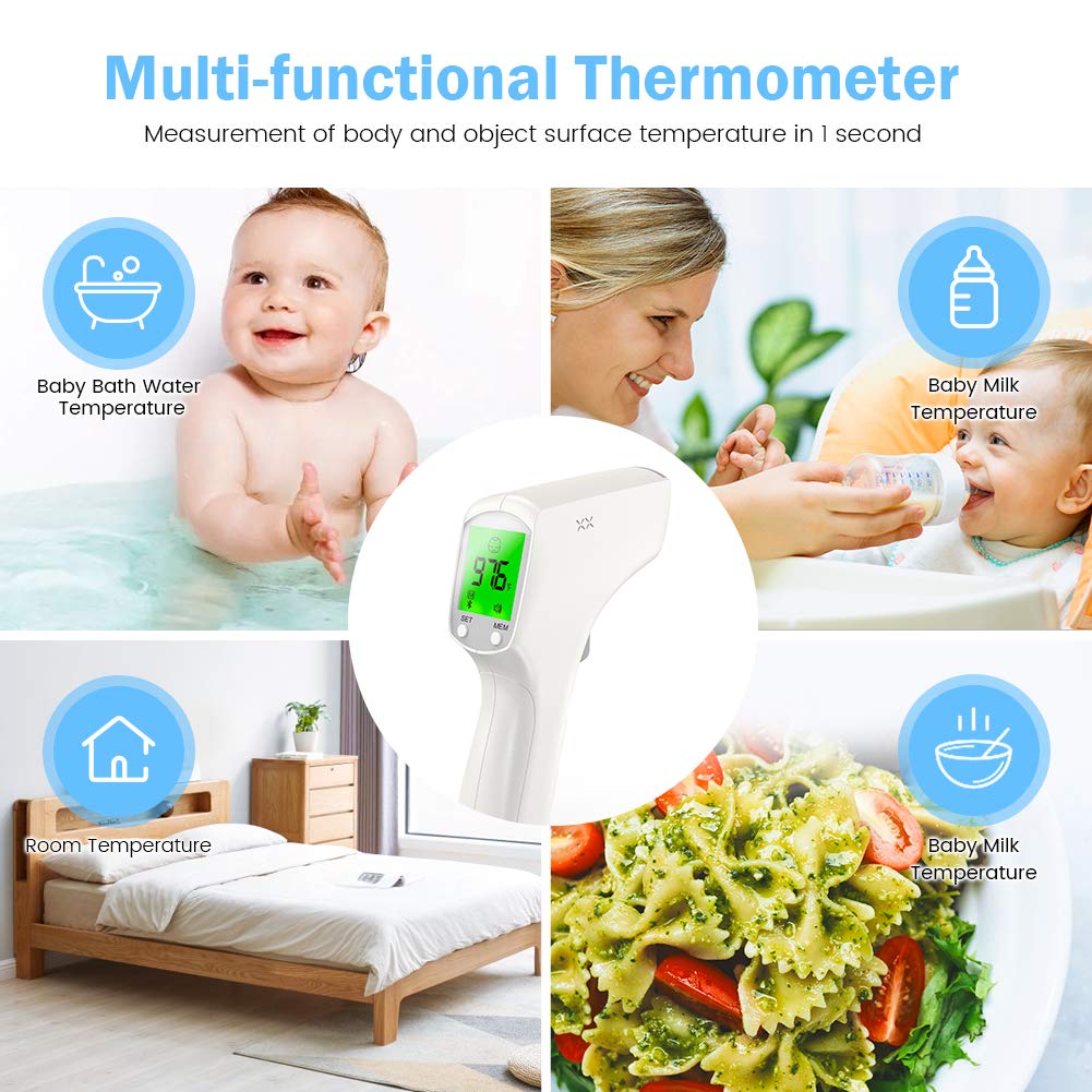 No-Touch Infrared Forehead Temperature for Adults, Medical Digital Infrared Temperature for Body Kids, 1s Fast Reading Highly Accurate Measuring & Memory Function-White: Industrial & Scientific