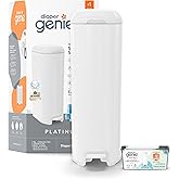 Diaper Genie Platinum Pail (Lily White) is Made in Durable Stainless Steel and Includes 1 Easy Roll Refill with 18 Bags That 