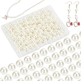 PH PandaHall 8mm Pearl Beads, 200 Pcs Tiny Satin Luster Glass Pearl Bead Round Loose Spacer Beads for Earring Bracelet Necklace Jewelry DIY Craft Making, Floral White