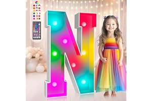 Ledido 3FT Colorful Marquee Light Up Letters N, 34 Colors Light Up Letters with Remote, Big Letters for Party for Halloween Christmas New Year's Day, Marquee Letter N