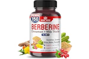 Ultra Herbs Premium Berberine with Cinnamon, Milk Thistle - Promotes Liver Function, Gut Health, Immunity (150 Count (Pack of 1))