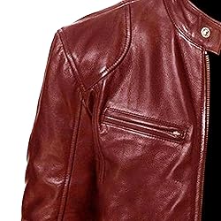 SWJGLITTR Men Slim Fit Motorcyle Leather Jacket