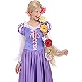 Angelaicos Womens 47 Inch Long Braids Blonde Costume Rapunzel Wig with 10pcs Flowers