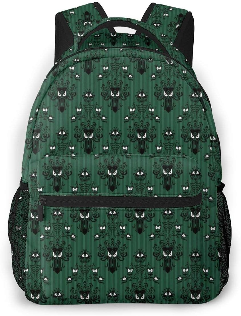 Backpack Haunted Mansion Green Stripe School Bag Large Capacity Laptop Computer Bag Casual Sports Bag Durable Water Resistant Mutifunctional Unisex