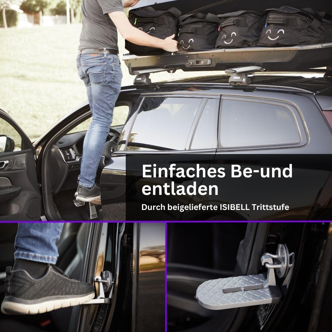ISIBELL® Dachbox 4er Taschen Set mit Trittstufe für einfaches Be- und Entladen und Identifikationsmarker/Duffel Bag/dachbox Taschen/Tasche 3
