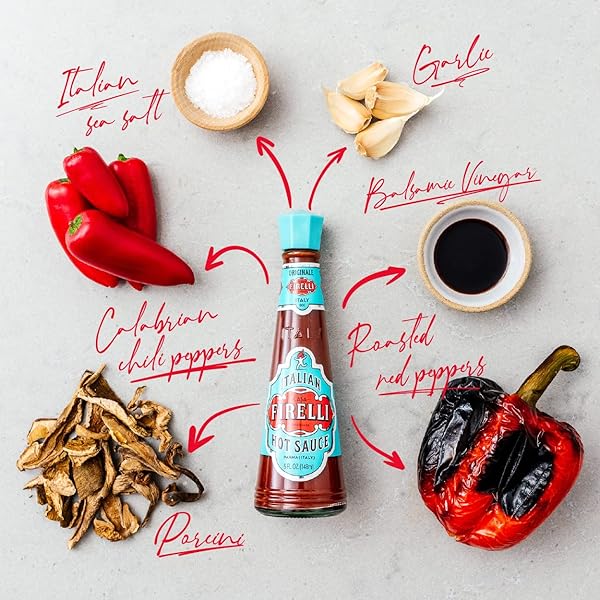 FIRELLI ITALIAN HOT SAUCE | 5OZ BOTTLE (PACK OF 1) | PERFECT KICK FOR PIZZA, RAMEN, EGGS | GREAT BALANCED FLAVOR, GLUTEN FREE, KETO, ALL NATURAL, MADE IN ITALY WITH CALABRIAN CHILI PEPPERS