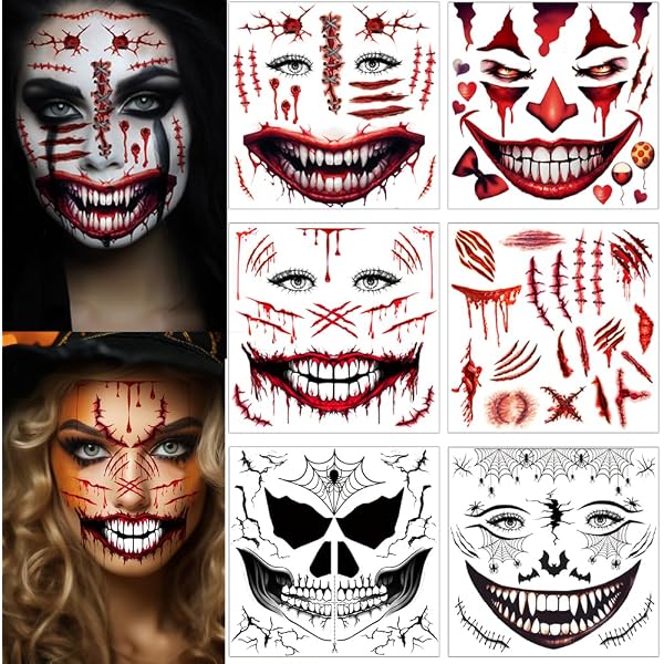 Tatuajes Temporales De Boca Para Halloween - 18 Diseños Terroríficos, Fáciles De Aplicar Y Quitar