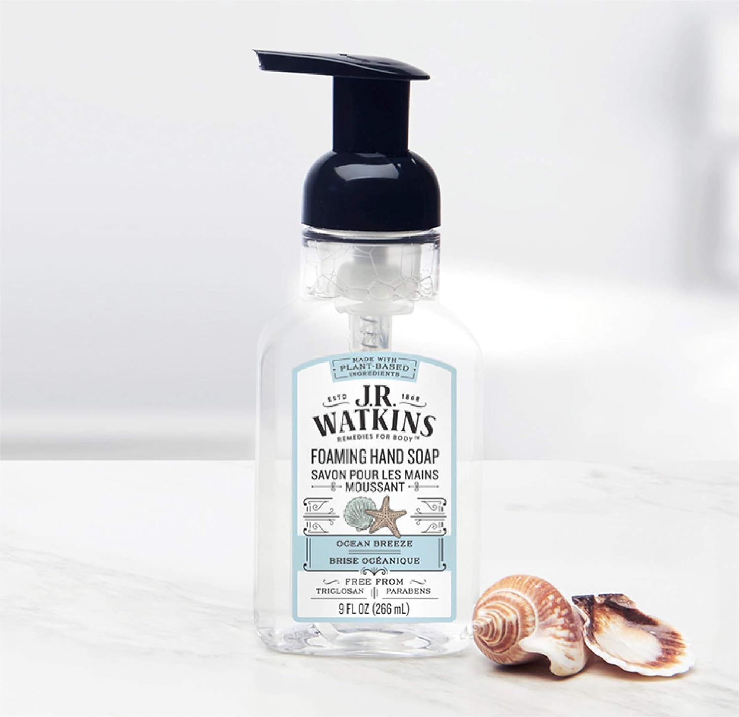 J.R. Watkins Foaming Hand Soap For Bathroom or Kitchen, Scented, USA Made And Cruelty Free, 9 Fl Oz, Ocean Breeze, 6 Pack: Beauty