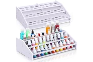 Sunnychicc 2 Pcs Craft Paint Storage Paint Organizer for 60 Bottles (52 1-inch and 8 1.49-inch) and 22 Brushes Paint Brush Organizer Paint Holder Organizer for Acrylic Painting Miniature Paint Set