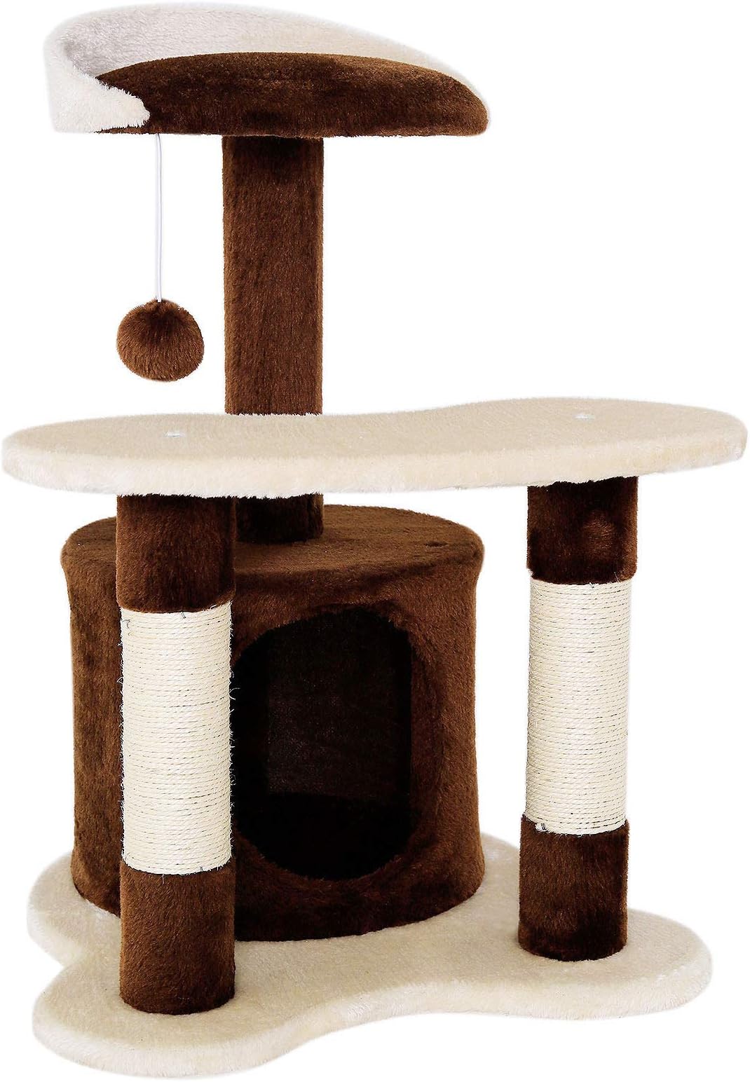 liontodibea Cat Tree Activity Centre Sisal Climbing Toy, 65 cm, Brown/Beige