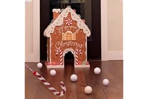 Gingerbread Golf Game Set - Best Christmas Game with Candy Stick Ball & Gingerbread House Goal, Gingerbread House Miniature G