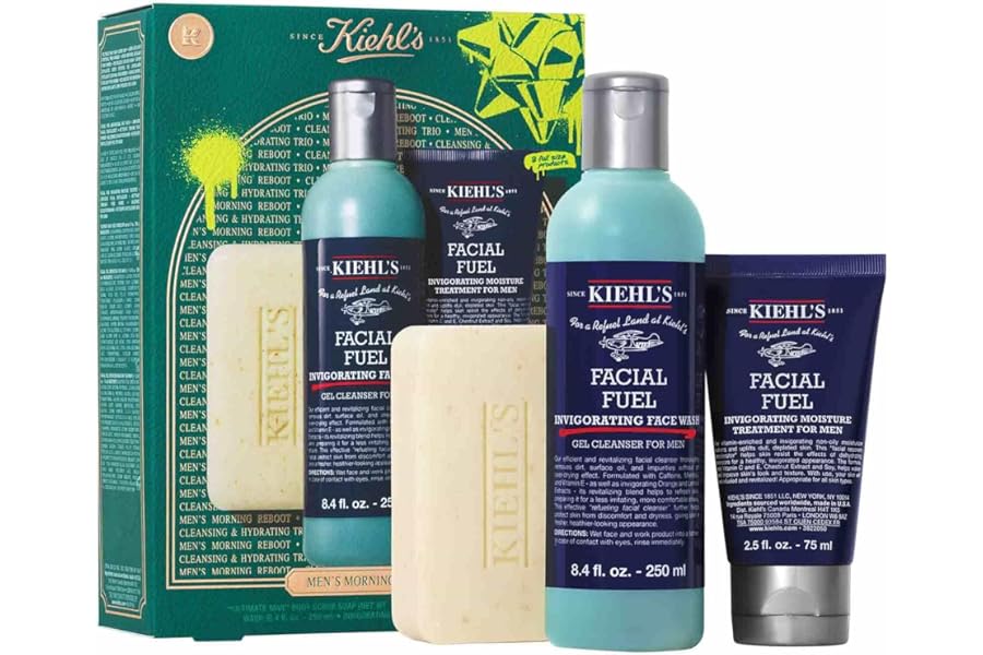 Kiehl’s Men’s Skincare Routine Gift Set, $81 Value, 3-Pieces, Including Face Wash, Body Scrub, and Facial Moisturizer for Him