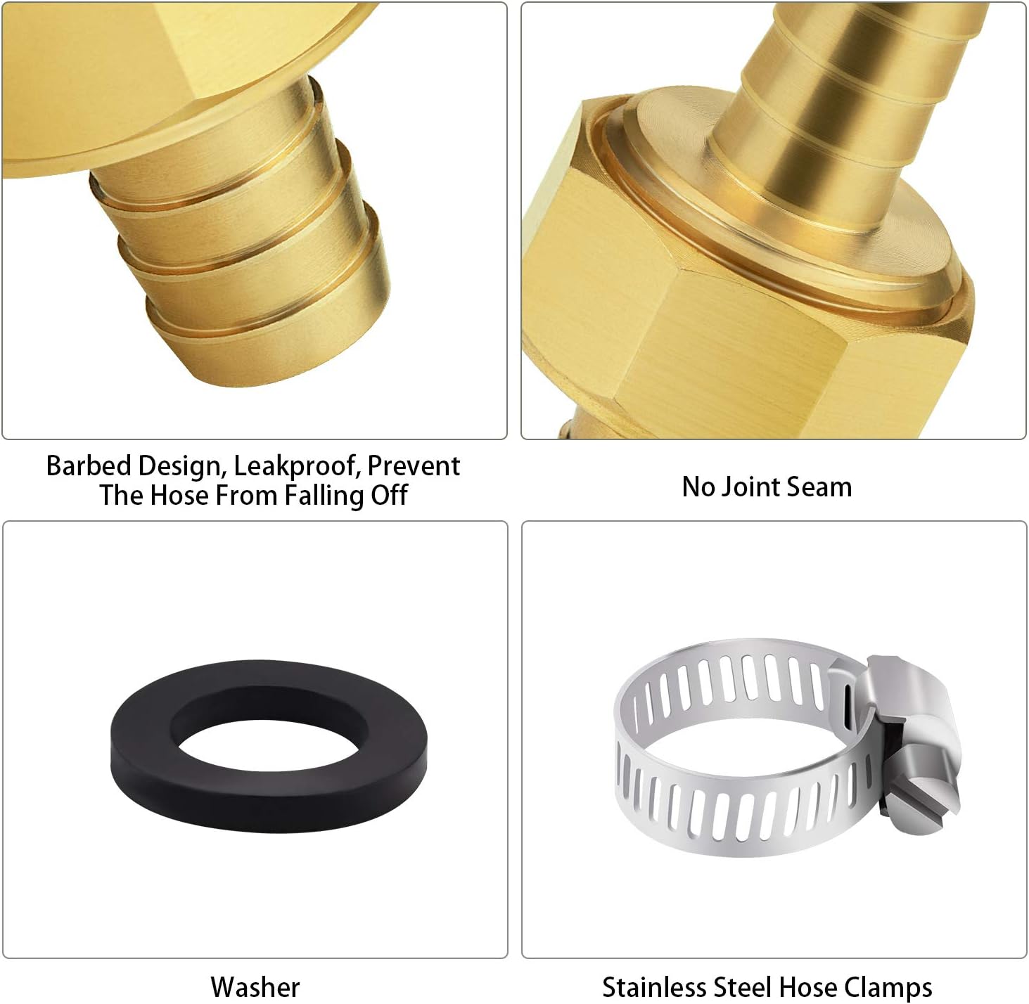 Awpeye 4 Sets 1/2 Inch Garden Hose Repair Kit Brass Hose Mender End Repair Female and Male Water Hose Connector with 8 Pieces Stainless Steel Clamp : Garden & Outdoor