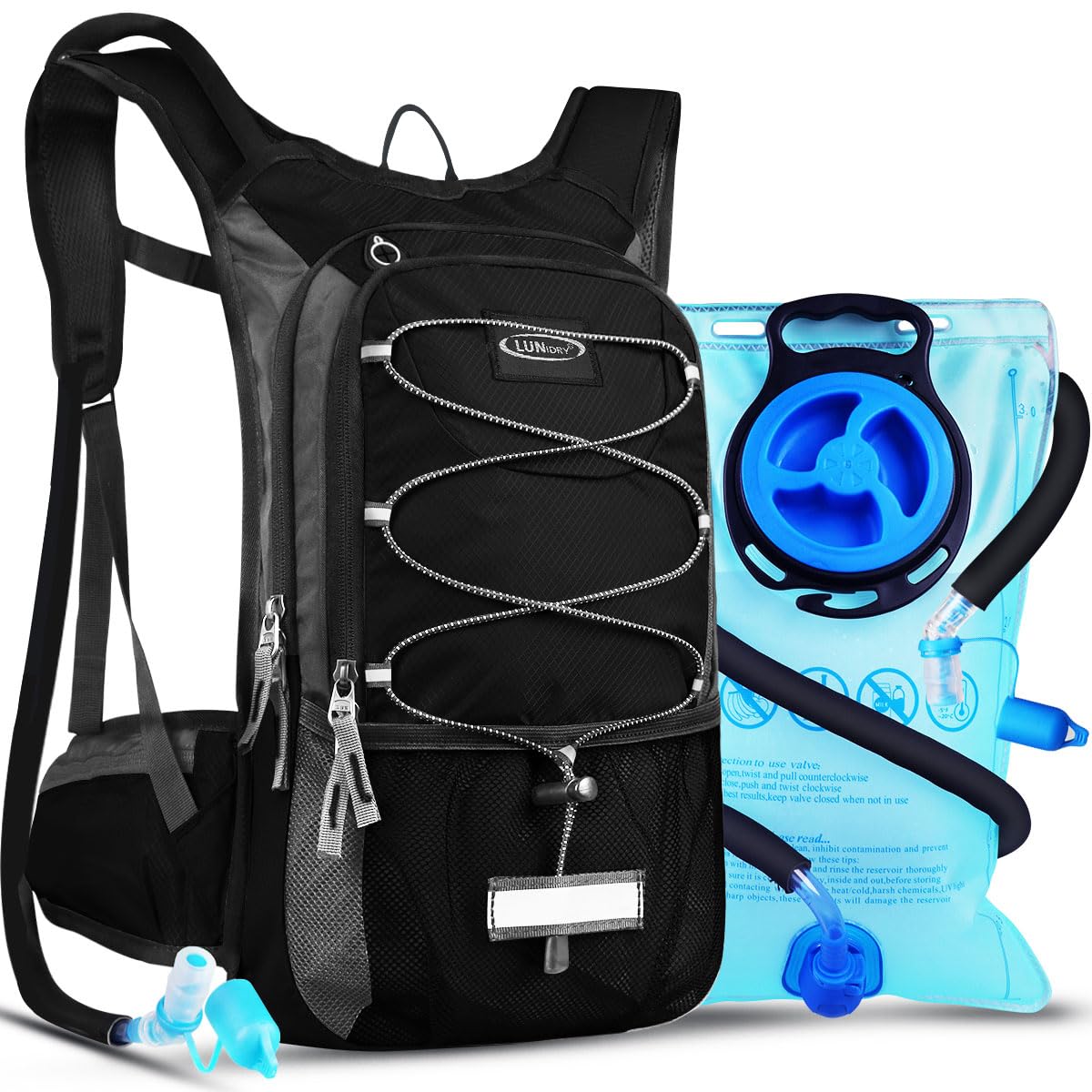 Photo 1 of Lunidry Insulated Hydration Pack Backpack with 3L BPA Free Leak-Proof Water Bladder, Keep Liquids Cool for Up to 5 Hours, Daypack for Hiking, Running, Cycling, Hunting, Climbing
