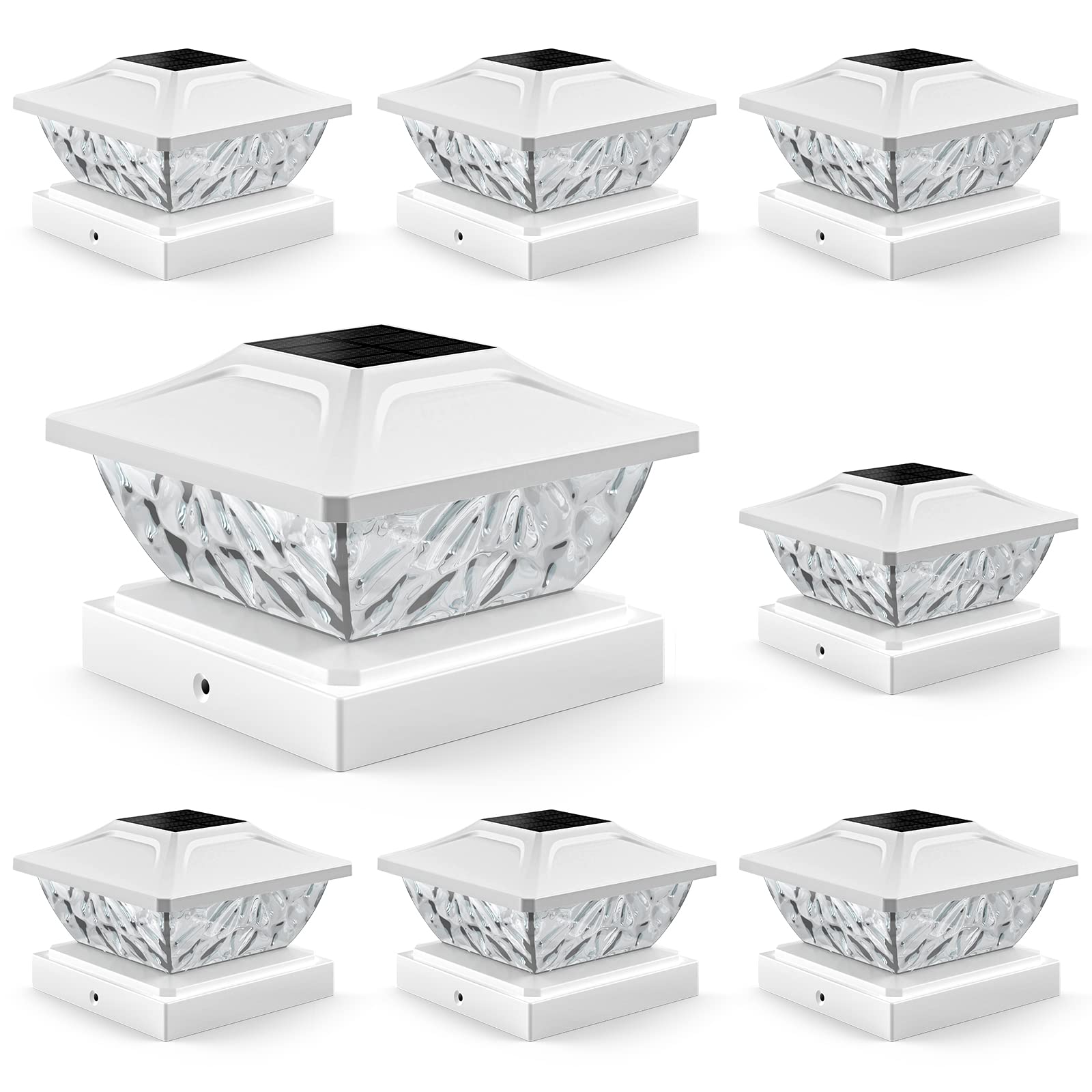 ENSLI 8 Pack Solar Post Cap Lights, 2 Mode Bright