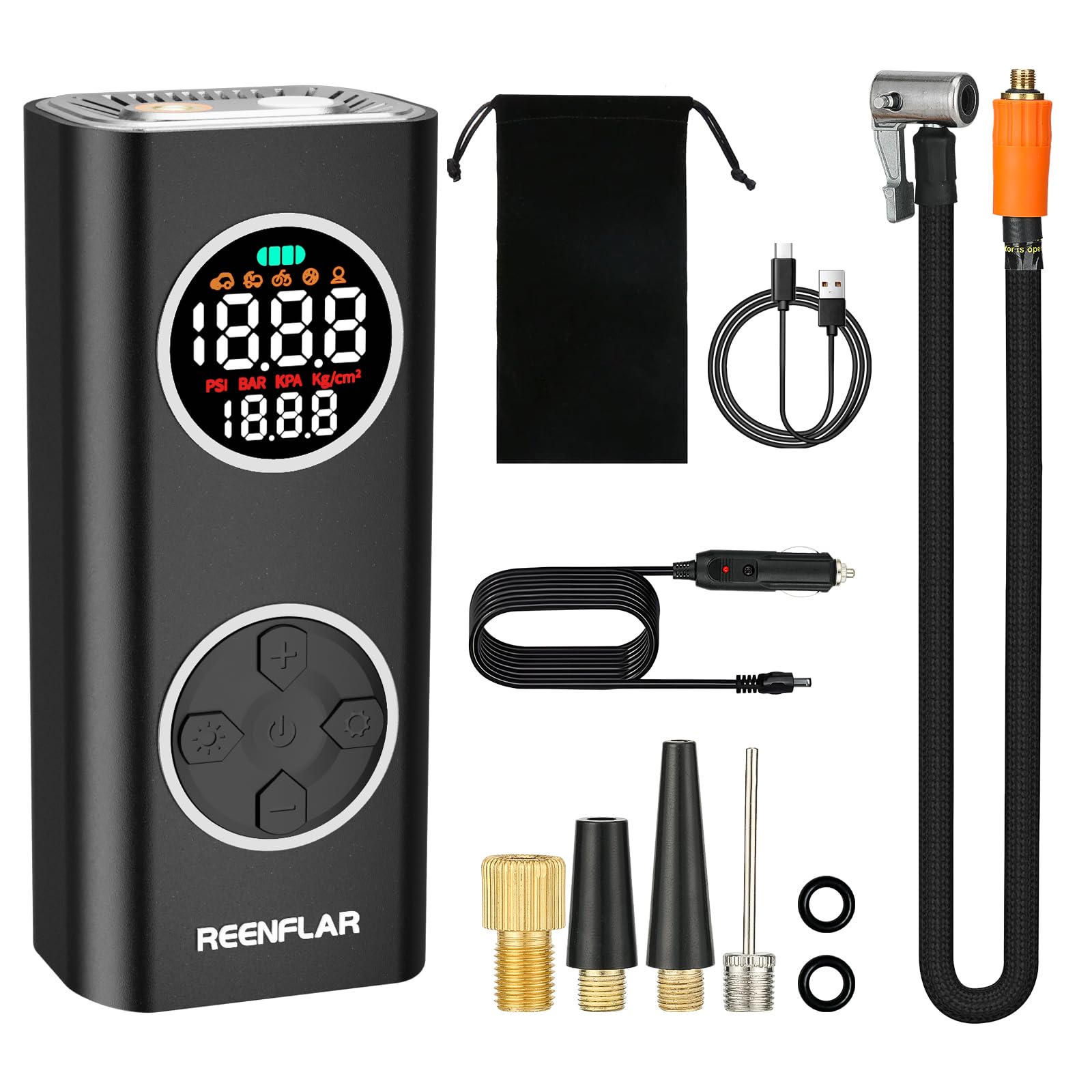 Amooca Cordless Tire Inflator - 150 PSI Portable Air Compressor With 20000mAh Battery & Emergency Light - View #6