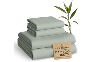 BAMPURE 100% Organic Bamboo Sheets Queen Set 4PC - Ultra Soft & Breathable Cooling Sheets for Hot Sleepers - Hotel Luxury Que