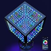 FKEIOI Hyper Infinity Cube Mirror Light, RGBW Gaming Room Decor Gift, 6.2in | Music Visualization, APP-Controlled, Novelty Art Night Lights for Party, Christmas Gift for Teens, Stand &amp; Remote Included