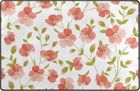 Amazon Soresore ソレソレ ラグ カーペットラグマット夏 洗える 滑り止め ラグマット長方形 おしゃれ かわいい 北欧 花柄 水彩 ピンク エレガント かわいい マット カーペット すべり止め 53 80cm 152 99cm 2サイズ ラグ カーペット オンライン通販
