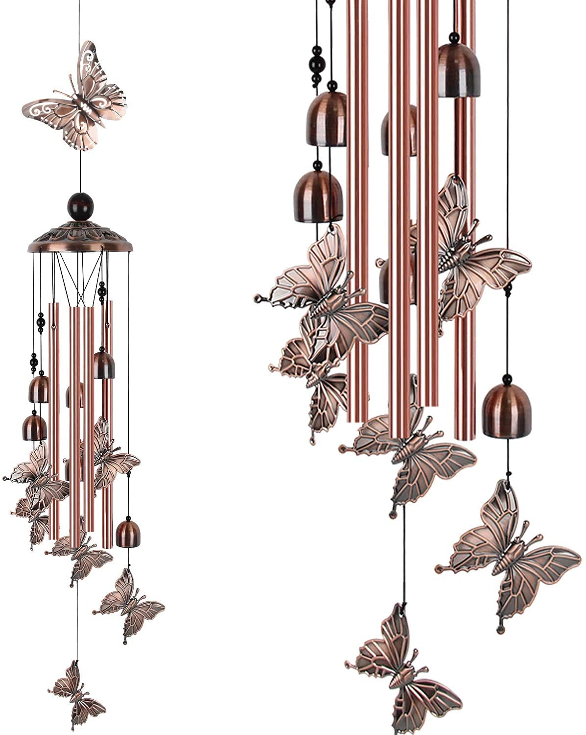 Alnicov Butterfly Wind Chimes Retor Garden Decor Wedding Gift Metal Romantic Housewarming Gift for Outdoor Home Patio,Porch,Garden,Yard Decoration